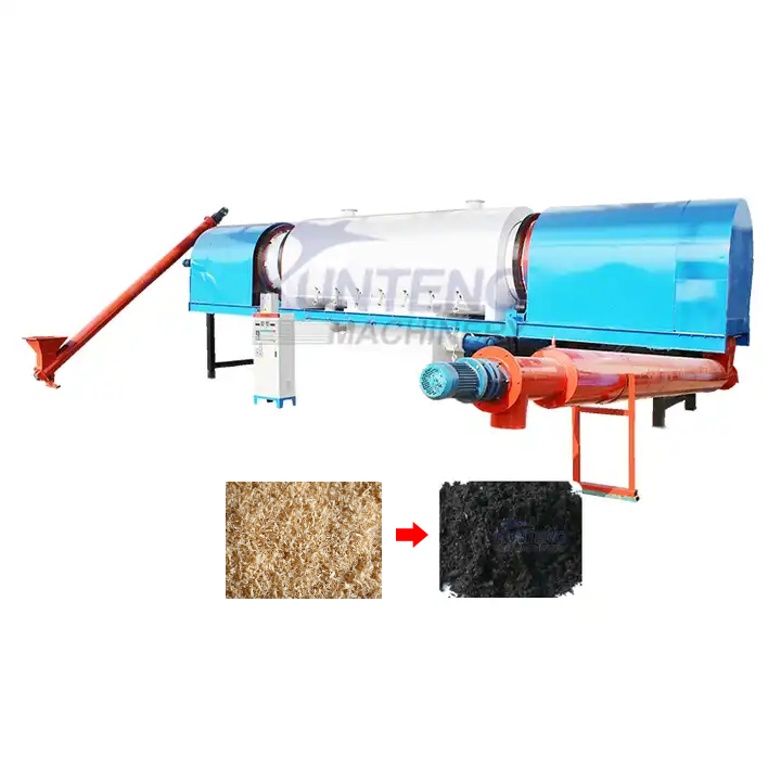 Smokeless Coconut Shell Sawdust Carbonization Equipment Continuous Drum Carbonization Furnace Palm Shell Carbonization Furnace Industrial Carbonization Machinery - Dimension (L*W*H): 1.2*10 Meter (M)