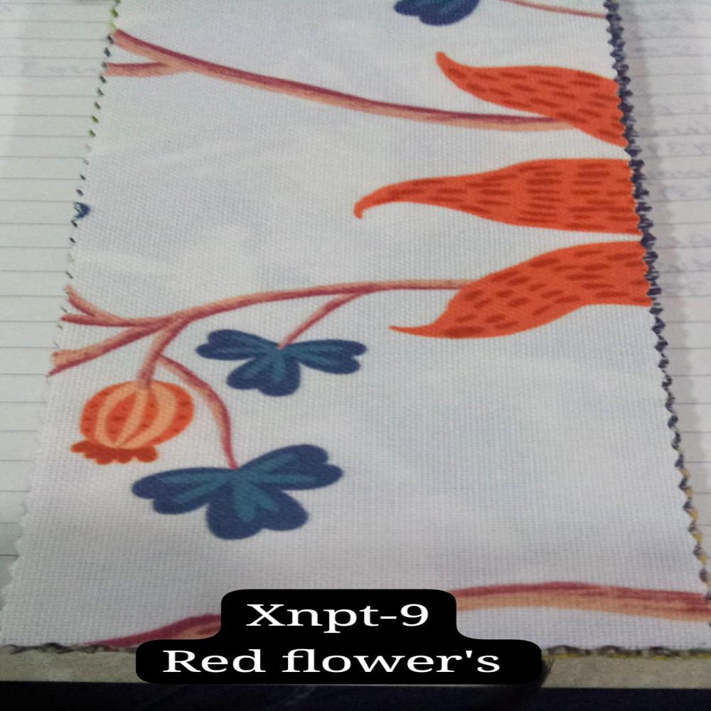Solution Dyed Polyester Fabric Red Flowers 