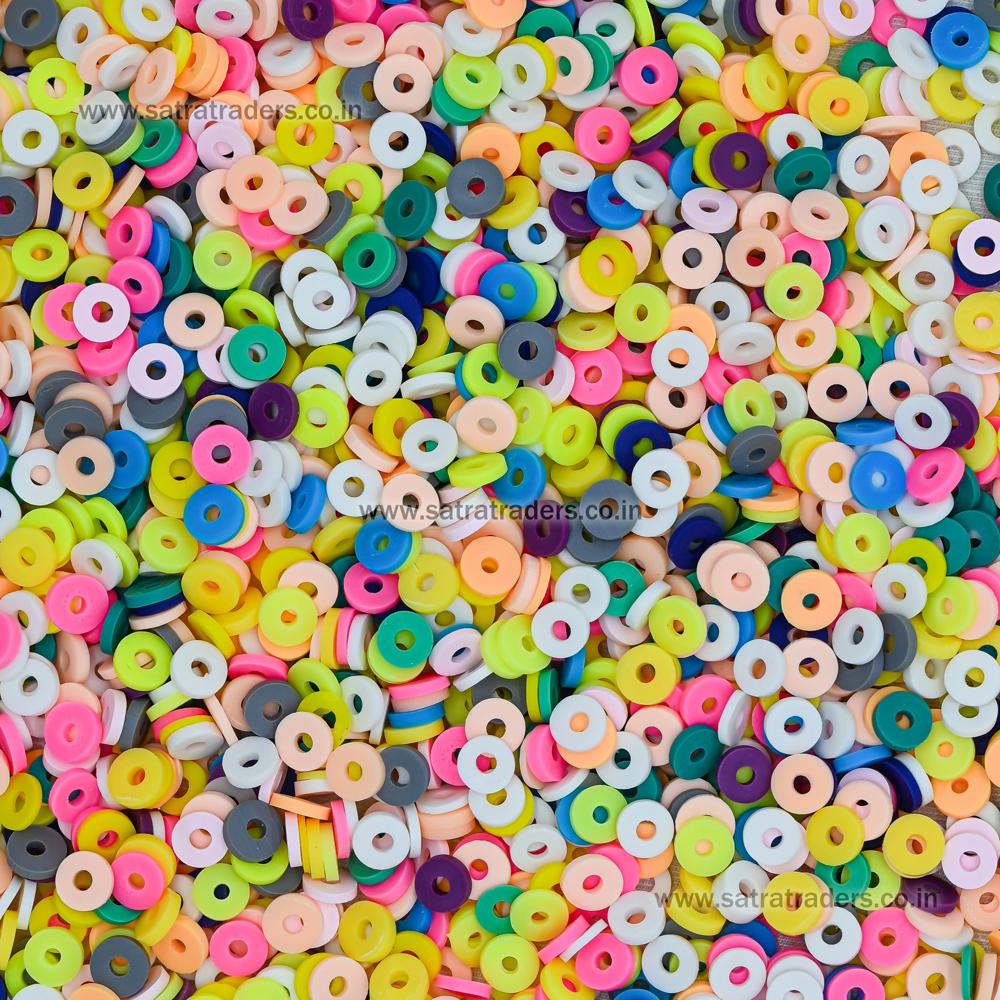 Multicolor Polymer Clay Fimo Beads | Size : 6mm | Qty : 100g | FB24