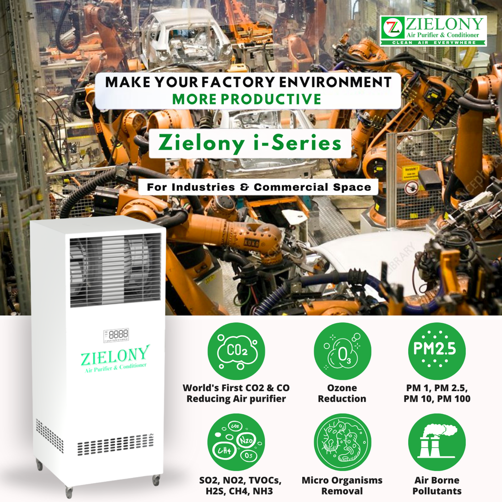 Zielony Air Purifier & Conditioner | Hot & Cool Air |  No Filter Replacement | Eliminates PM (1-100), CO2, CO, NO2, SO2, NH3, TVOCs and Other Harmful Gases | 1 Year On-site Warranty