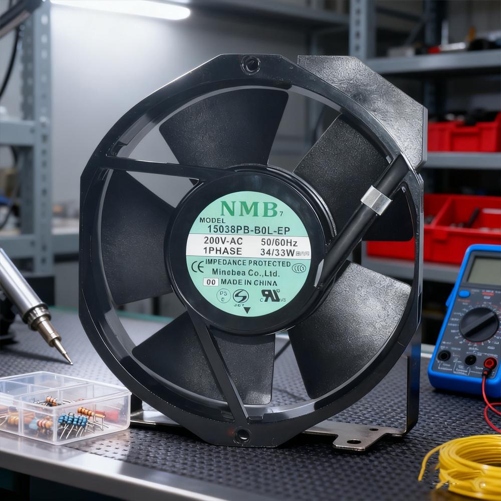 NMB 15038PB-B0L-EP 200V AC 50/60HZ 34/33W 17251mm Ball Bearing 14000rpm Axial Cooling Fan