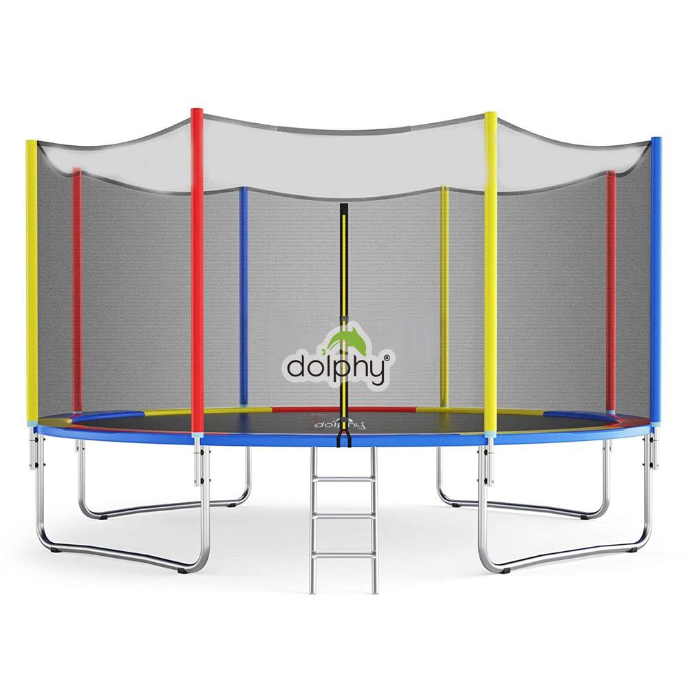 12 Feet Jumping Trampoline With Enclosure multi color