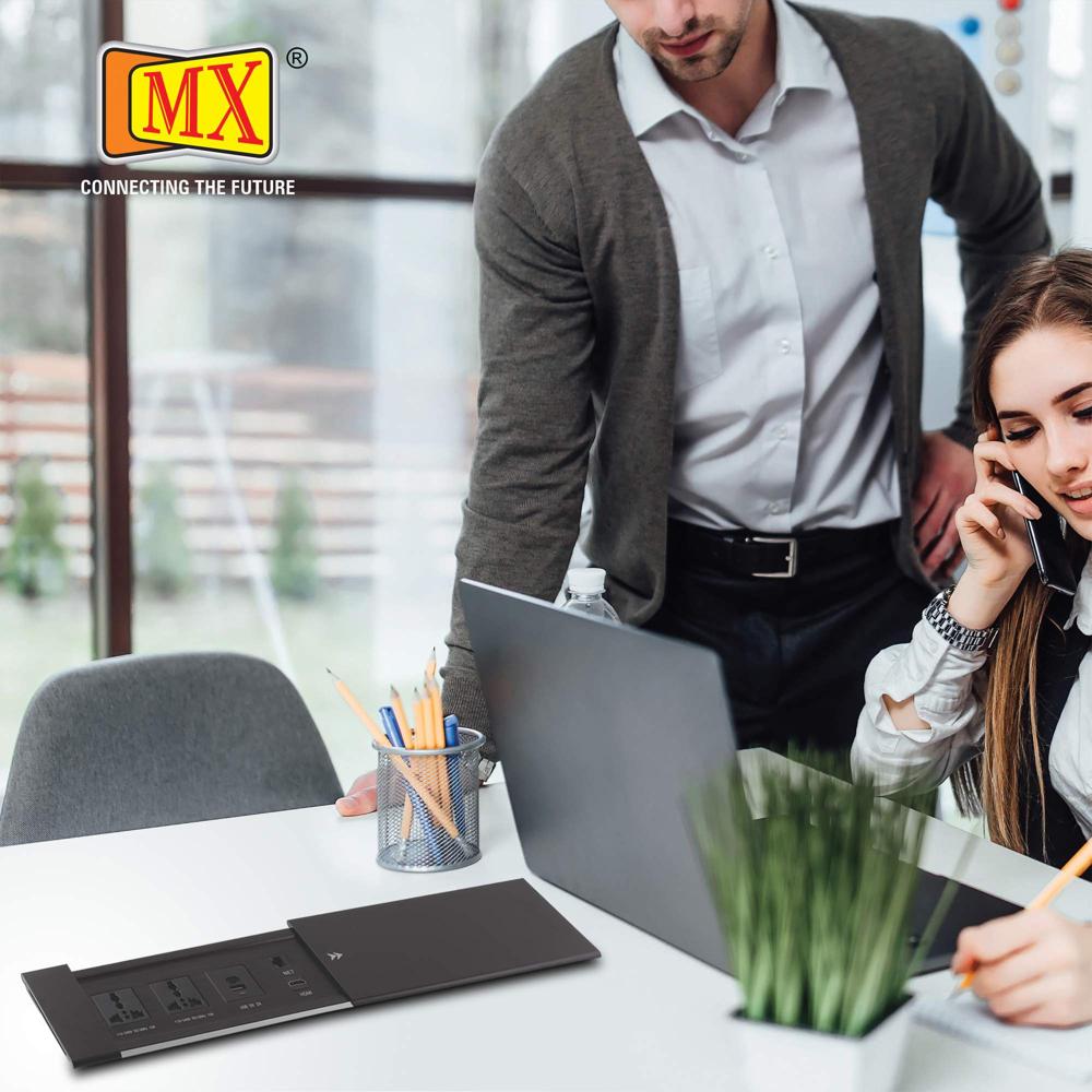 Mx Desktop Access Flap Sliding Open - Color: Black / Silver