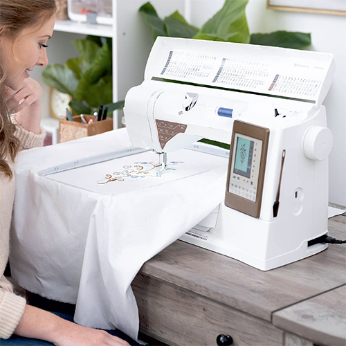 Topaz 50 Titled Computerized Embroidery Machine - Color: White