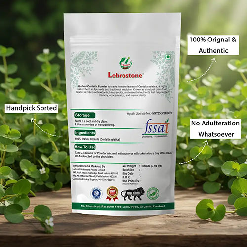 Lebrostone Brahmi Powder | Natural Ayurvedic Powder & Memory Booster for Mental Clarity, Focus, and Wellness (200g)