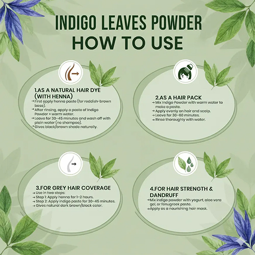  Lebrostone Indigo Leaves Powder | Herbal Hair Pack | Natural Hair Coloring and Conditioning (200g)