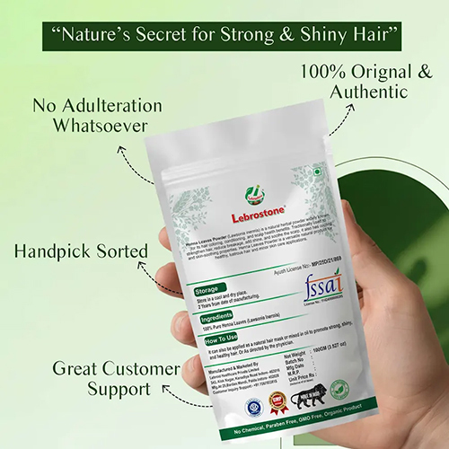 Lebrostone Henna Leaves Powder | Herbal Hair Pack | Natural Hair Conditioning and Shine (100g)