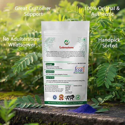 Lebrostone Indigo Leaves Powder | Herbal Hair Pack | Natural Hair Coloring and Conditioning (100 g)