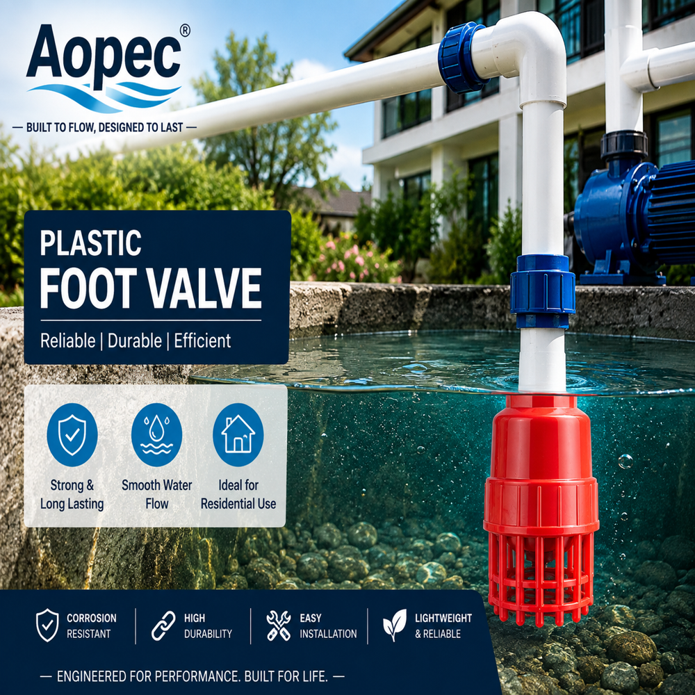 Plastic Red Foot Valve - Height: 4 Inch (In)
