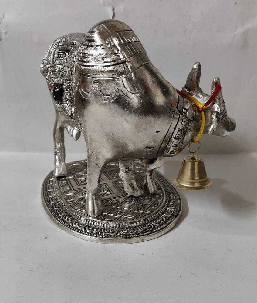 Spiritual Soul Silver Plated Aluminium Kamdhenu Cow with Tirupati Idol Premium Vastu Gift