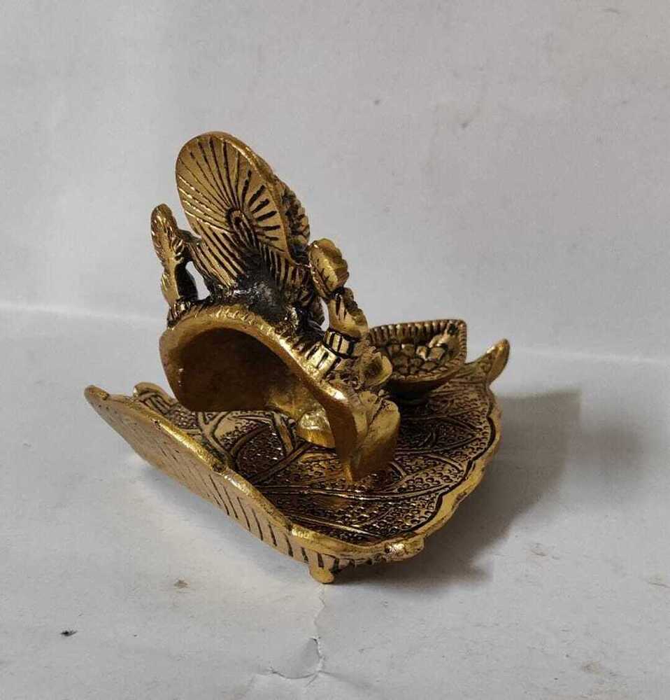 Spiritual Soul Brass-Finish Aluminium Lord Ganesha Diya  Decorative Pooja & Vastu Lamp