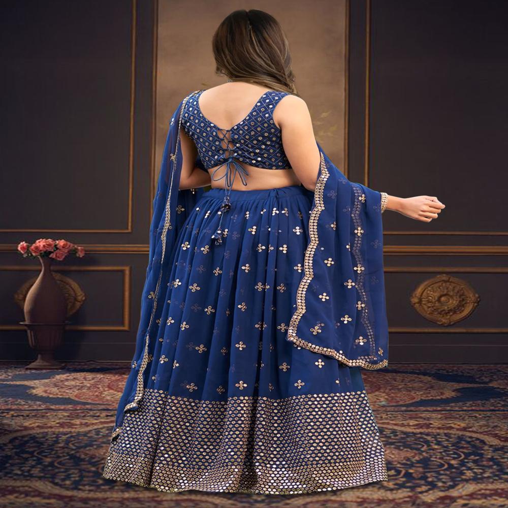 Embroidered Semi Stitched Lehenga Choli  Dupatta Set