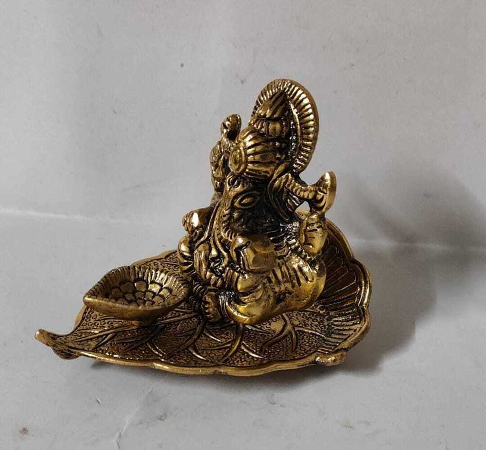 Spiritual Soul Brass-Finish Aluminium Lord Ganesha Diya  Decorative Pooja & Vastu Lamp