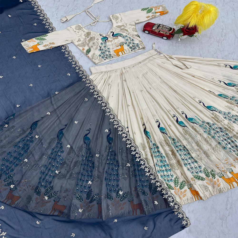 Embellished Semi Stitched Deer Lehenga Choli