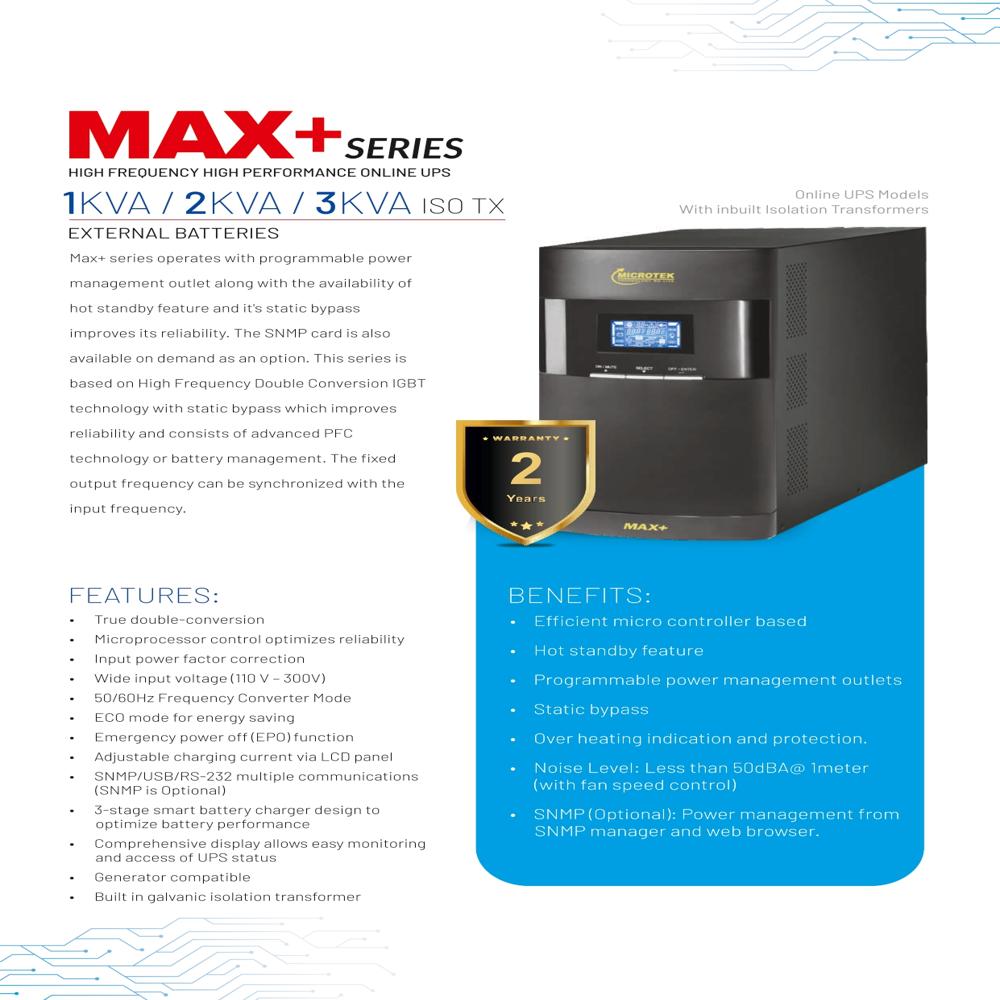 Microtek 2 Kva Online Ups With Inbuilt Battery - Color: Black