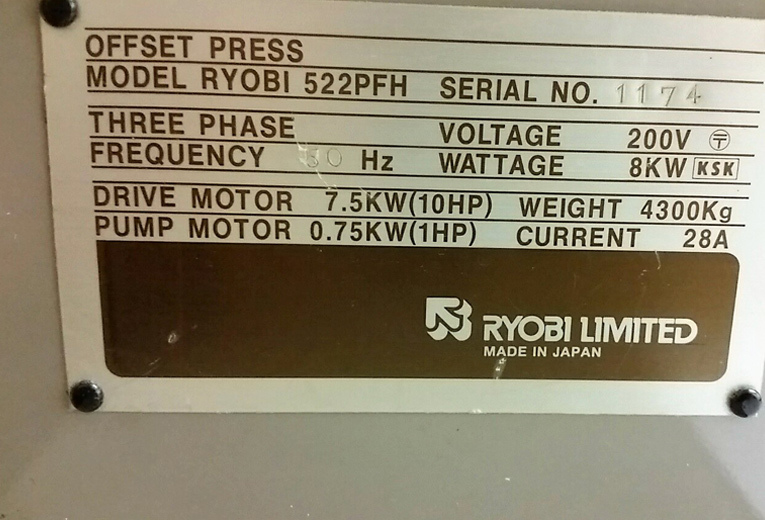 Ryobi 522 Pfh 2 Color Offset Printing Machines - Automatic Grade: Semi-automatic