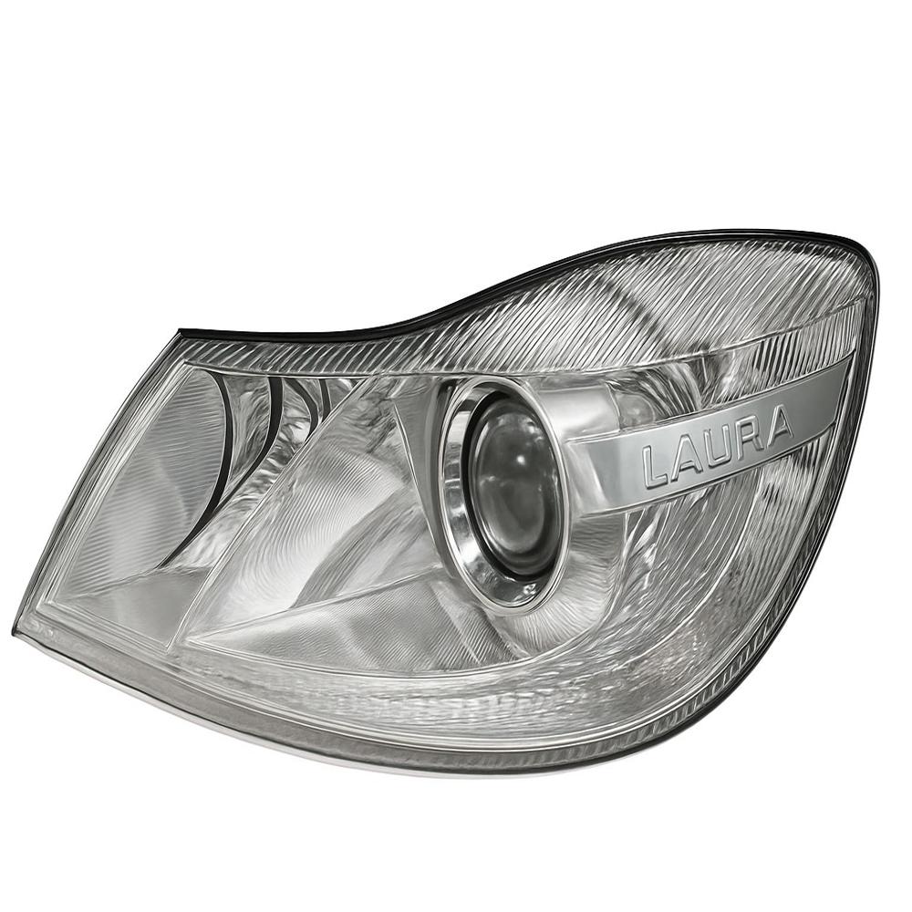 K D Headlight Assembly For Skoda Laura T2 2009-2013 Halogen (Chrome) 9 Pin - Body Material: Plastic