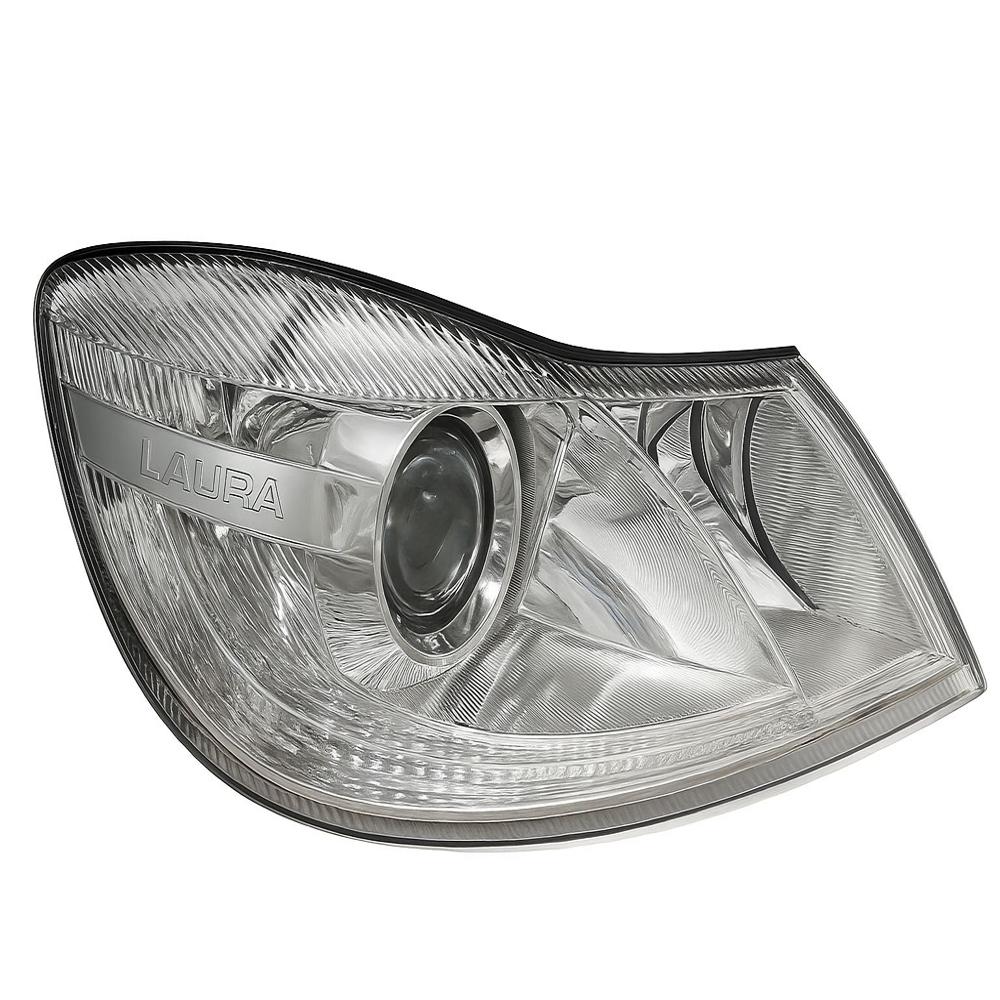 K D Headlight Assembly For Skoda Laura T2 2009-2013 Halogen (Chrome) 9 Pin - Body Material: Plastic