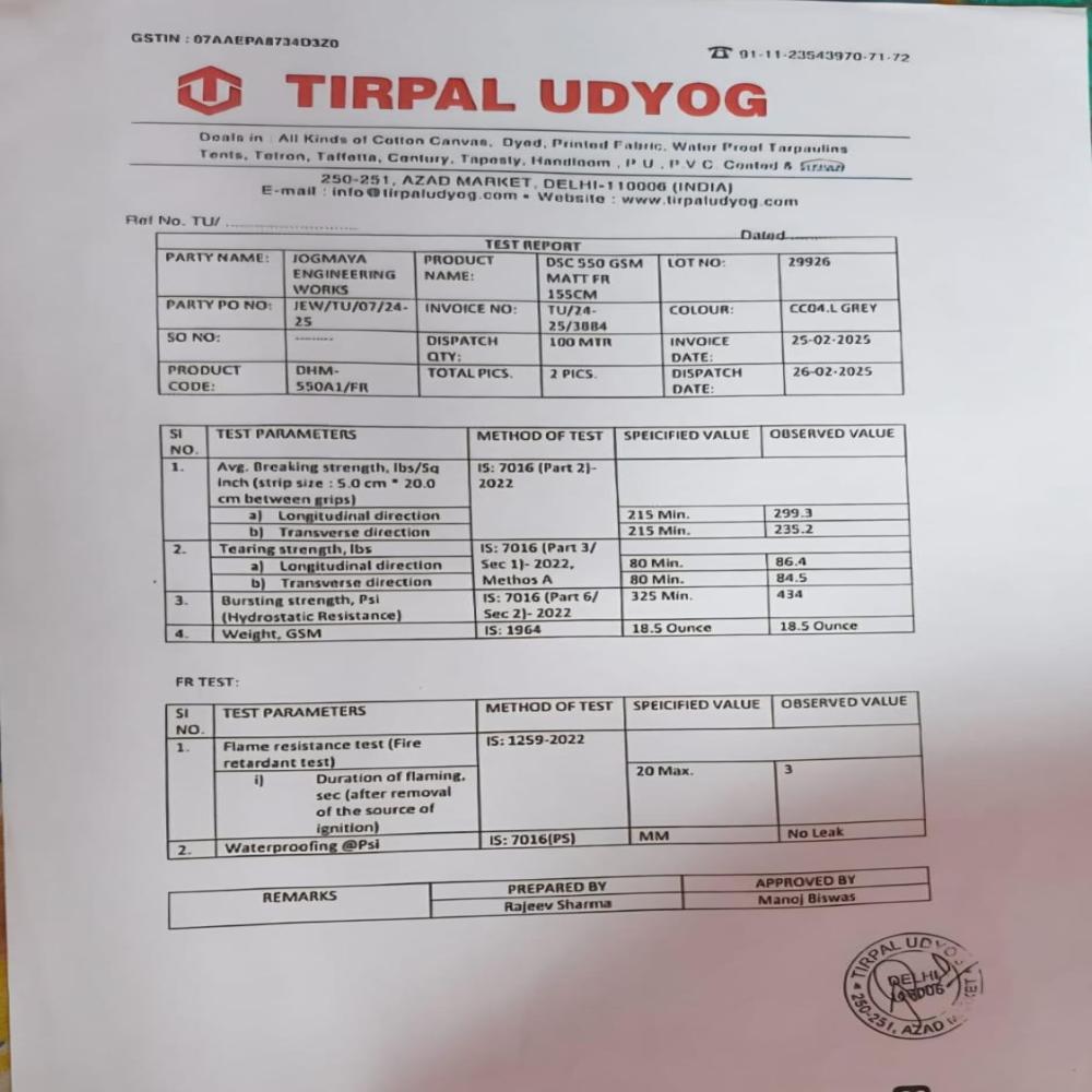 550 GSM PVC BOTH SIDE COATED GREY COLOR 