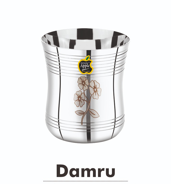 Damru Shaped Stainless Steel Glass - Design: Attractive
