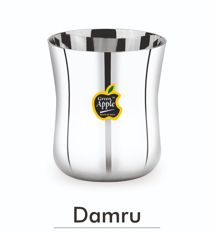 Damru Shaped Stainless Steel Glass