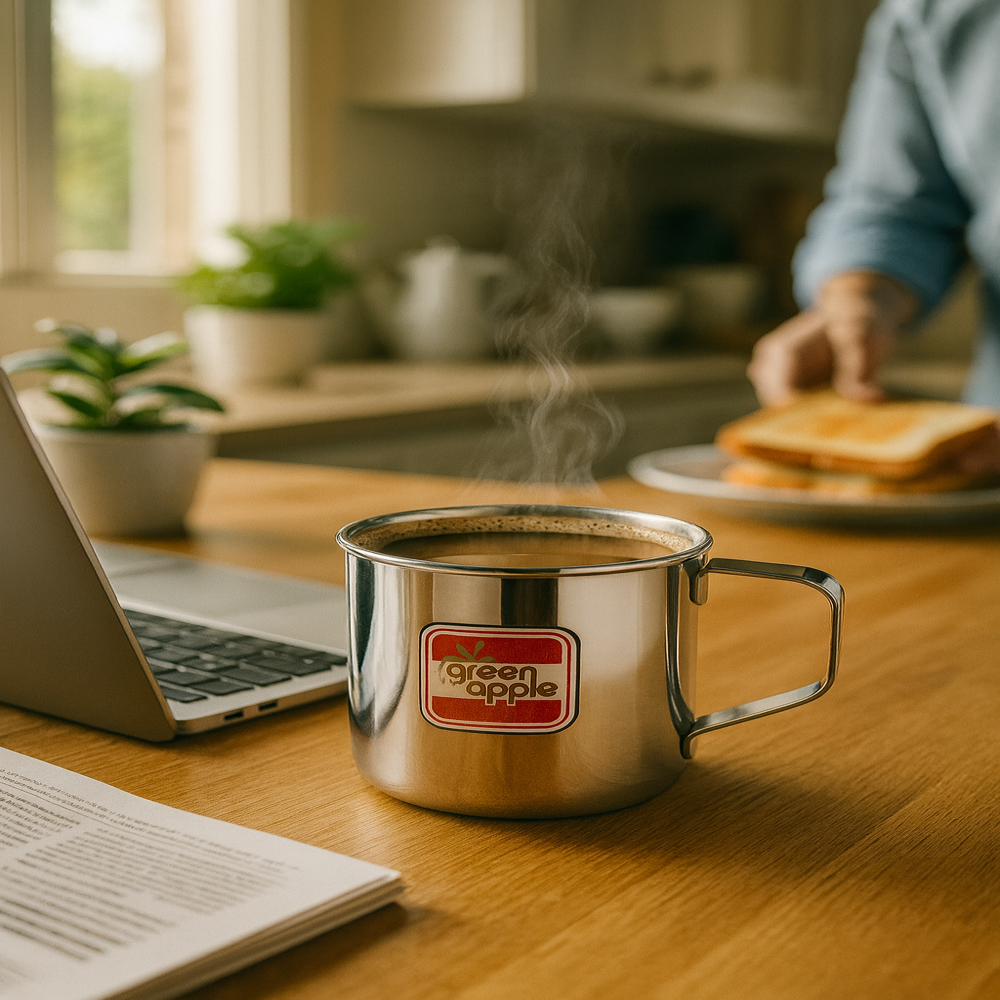 Stainless Steel Sober Mug With Coil Handle - Mirror Finish, Food Grade - 300ml to 1250ml For Tea, Coffee and Milk