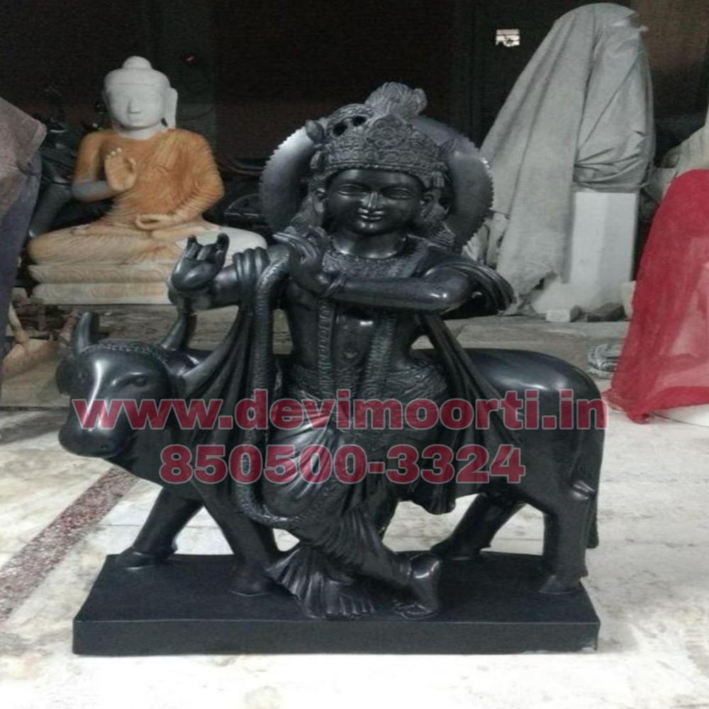 Black Flute Krishna marble statue