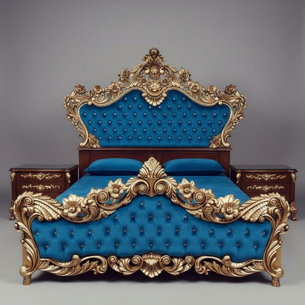 Beautifully Handcrafted Wooden Teak-wood (Bed)