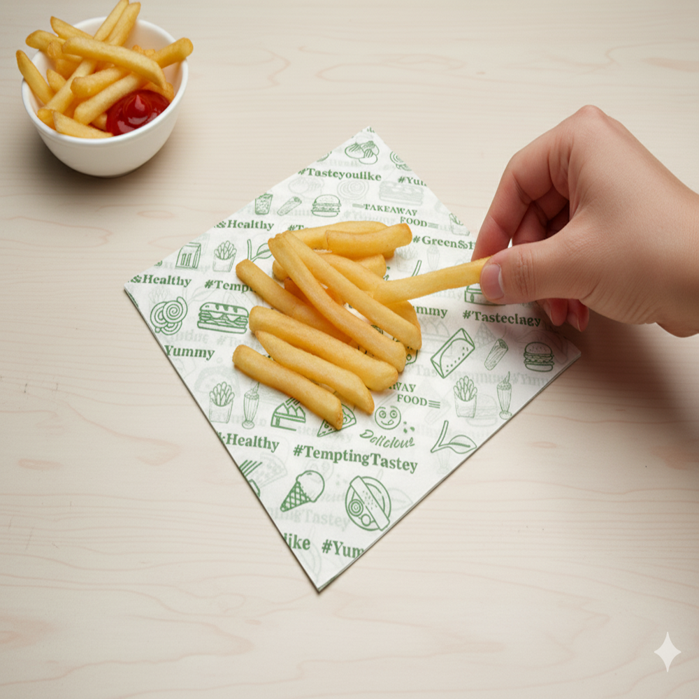 Printed Food Grade Ink One Side Coated butter Paper Veg Green