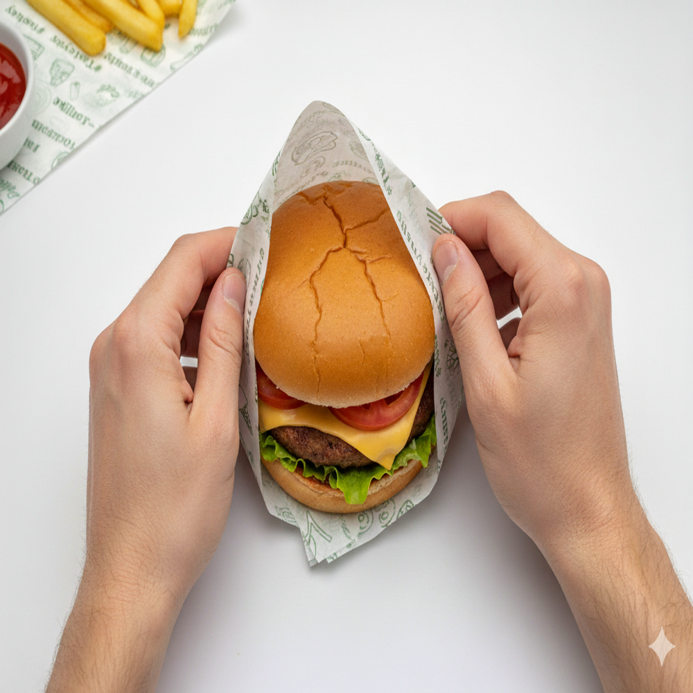 Printed Food Grade Ink One Side Coated butter Paper Veg Green