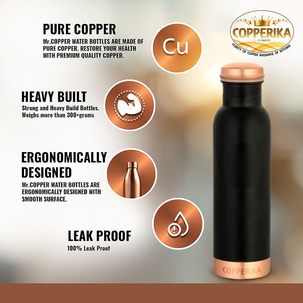 Black Colour Copper Water Bottle