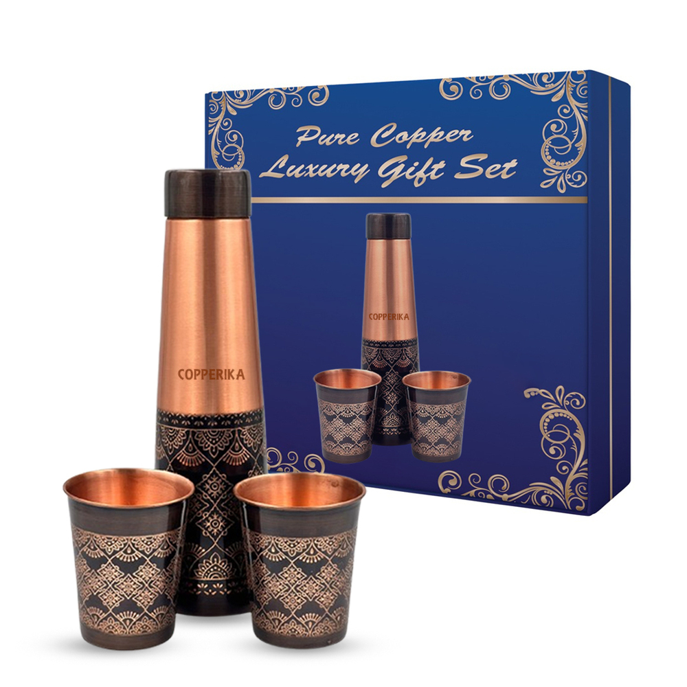 Copper Gift Set Bottle With Glass