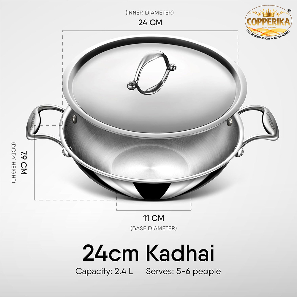 24 CM Stainless Steel Kadai