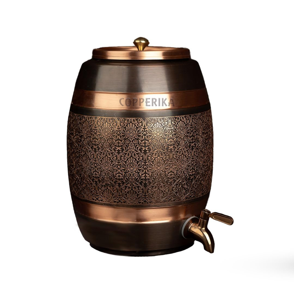 8 Ltr Copper Barrel Matka - Color: Various Available