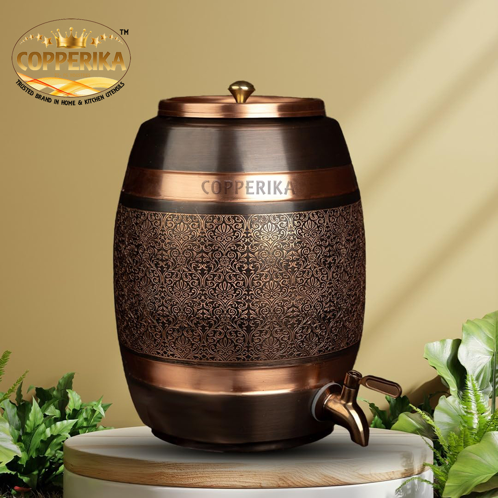 8 Ltr Copper Barrel Matka - Color: Various Available