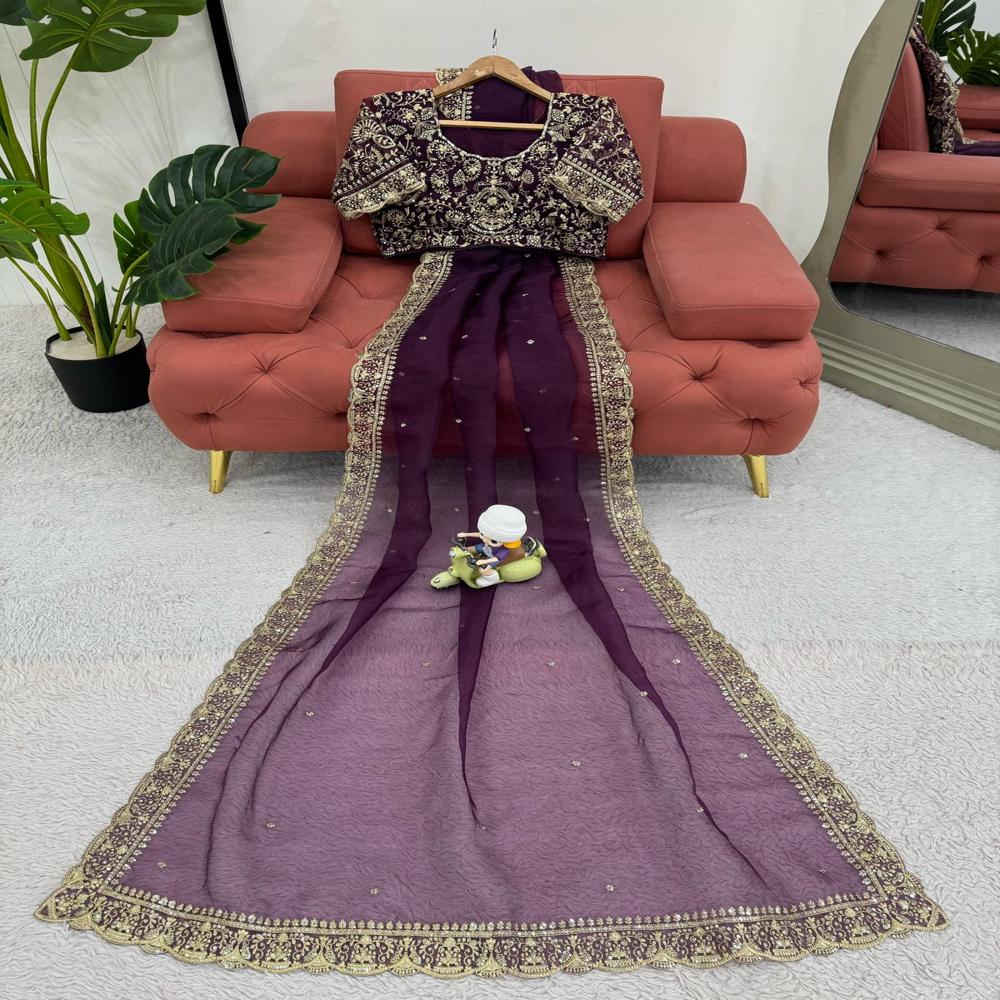 Wedding Special Saree - Color: Purple