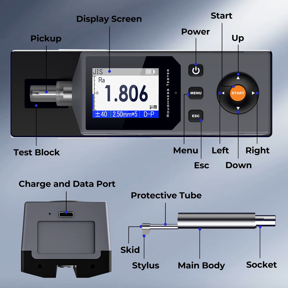 Digital Surface Roughness Tester - Color: Grey