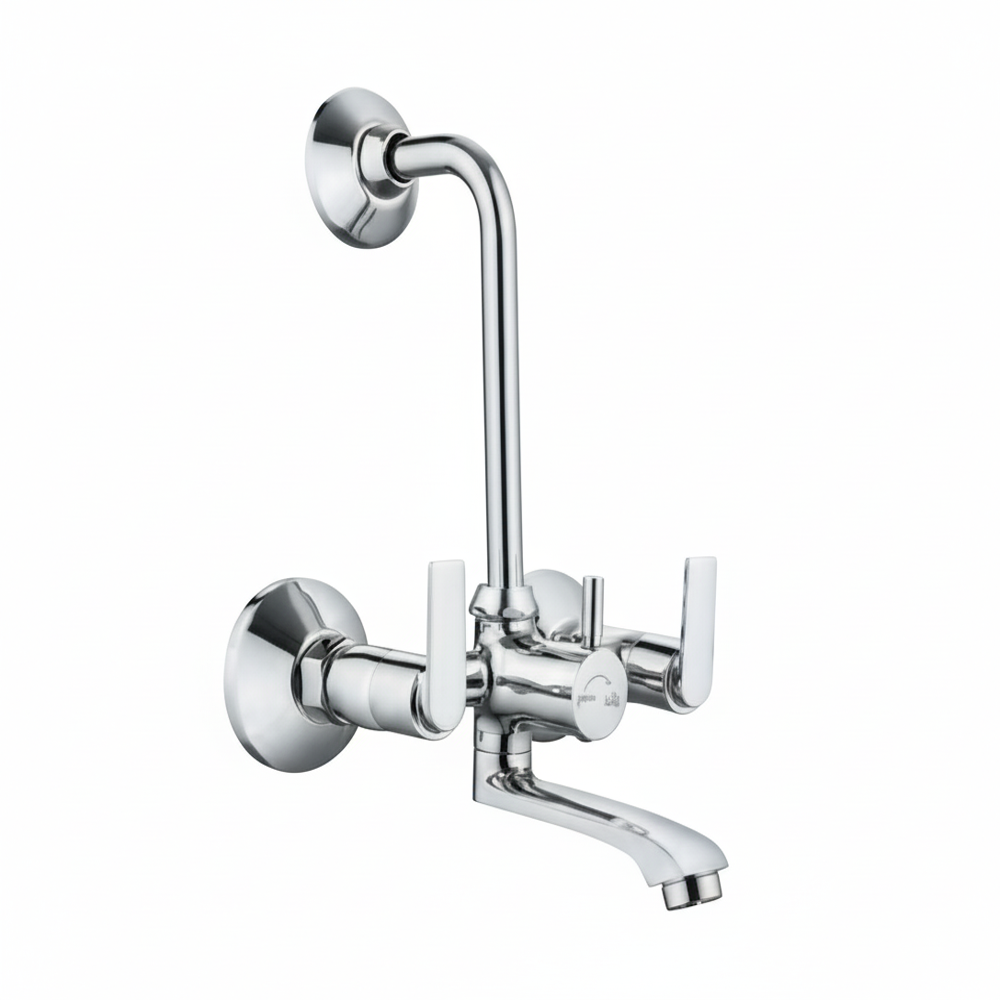 Omg-3255 Omega Brass Wall Mixer With L Bend - Color: Silver