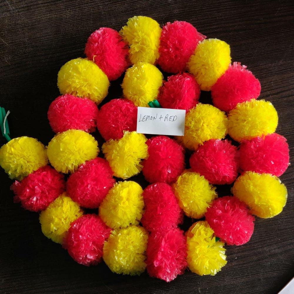 Red Yellow Artificial Marigold Flowers Garland
