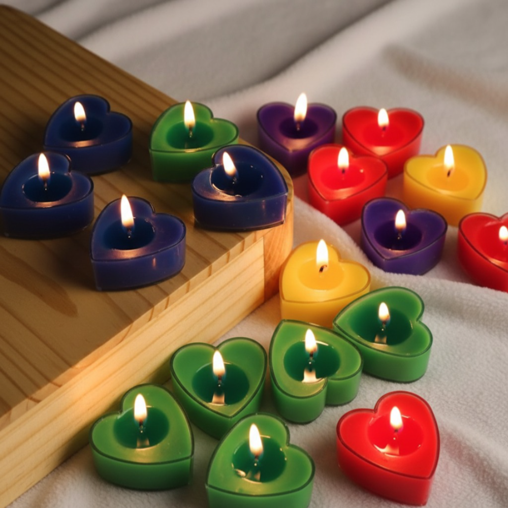 Heart Shape Tea Light - Color: Red