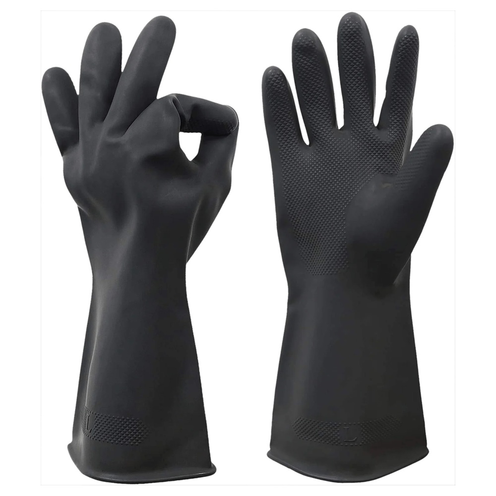 Black Rubber Hand Gloves - Feature: Easy To Wear