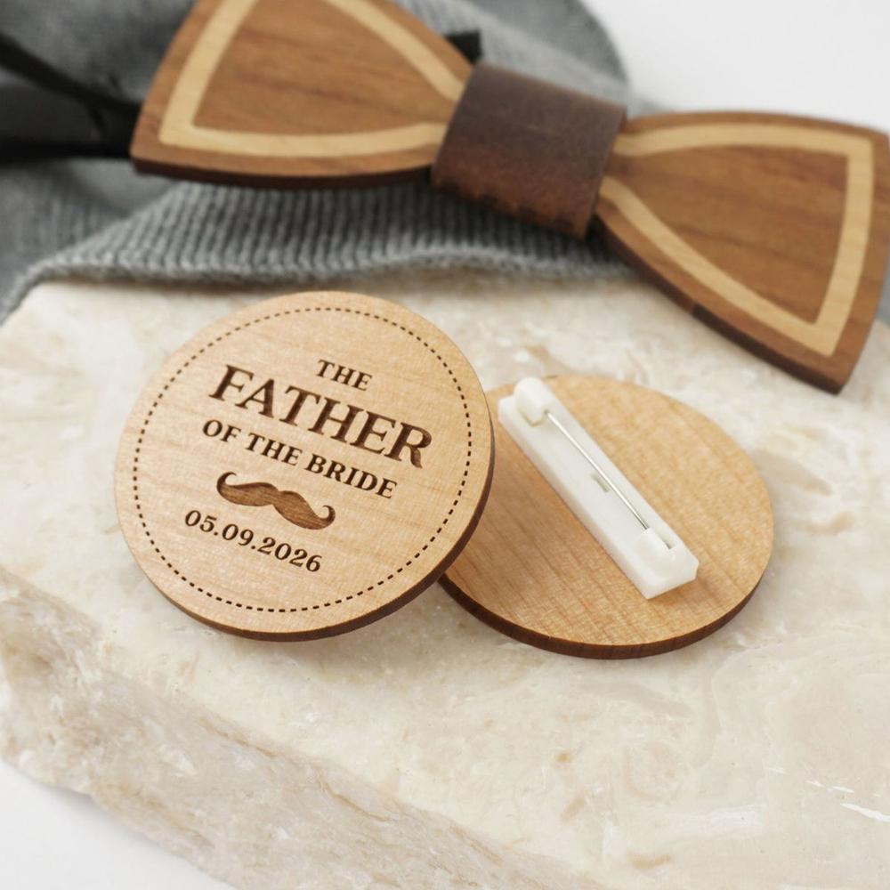 Wooden Engraved Badge - Color: Natural Wood / Customized