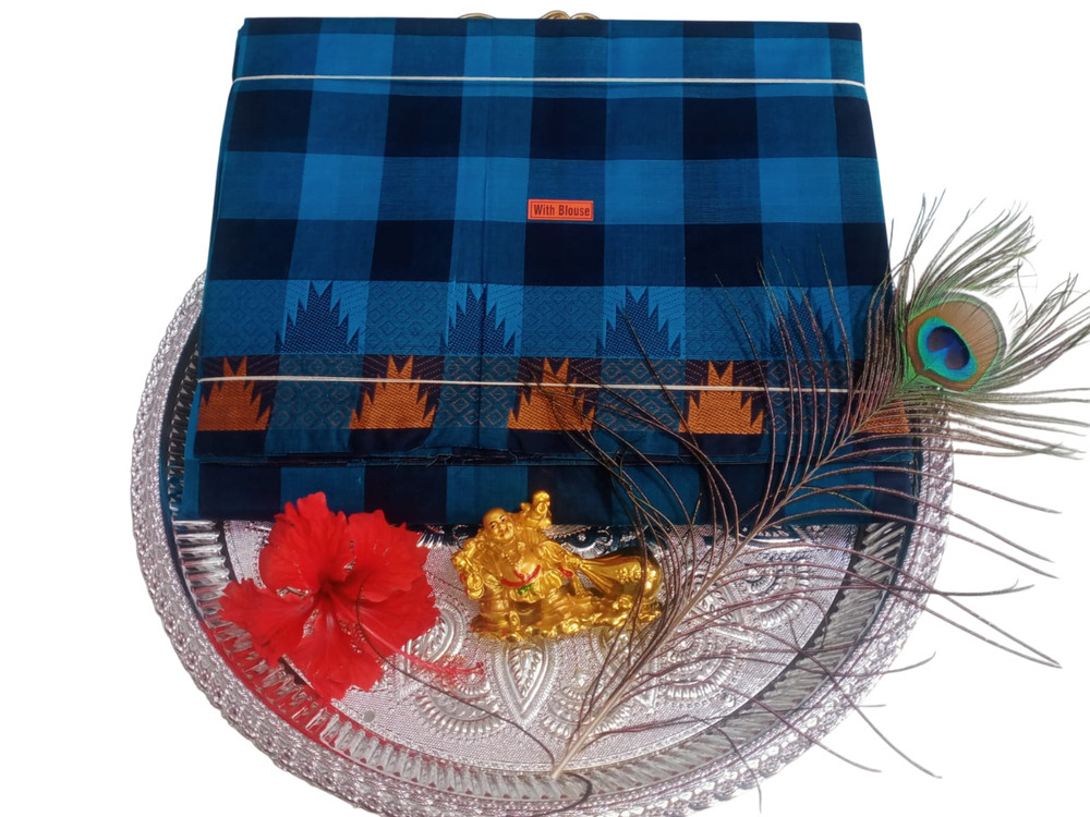 Checked Cotton Saree - Color: Different Available