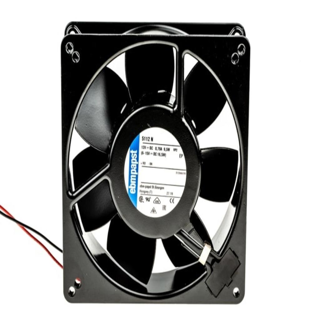EBM PAPST 5112 N Axial Fan 12V DC 9.5W 0.79A 13538mm Ball Bearing METAL Industrial Axial Cooling Fan