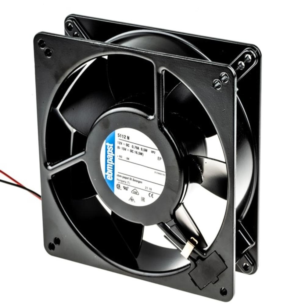 EBM PAPST 5112 N Axial Fan 12V DC 9.5W 0.79A 13538mm Ball Bearing METAL Industrial Axial Cooling Fan
