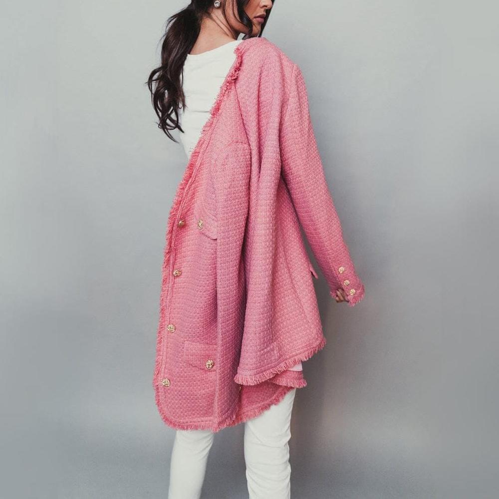 Export Surplus Women'S Tweed Jacket - Color: Pink