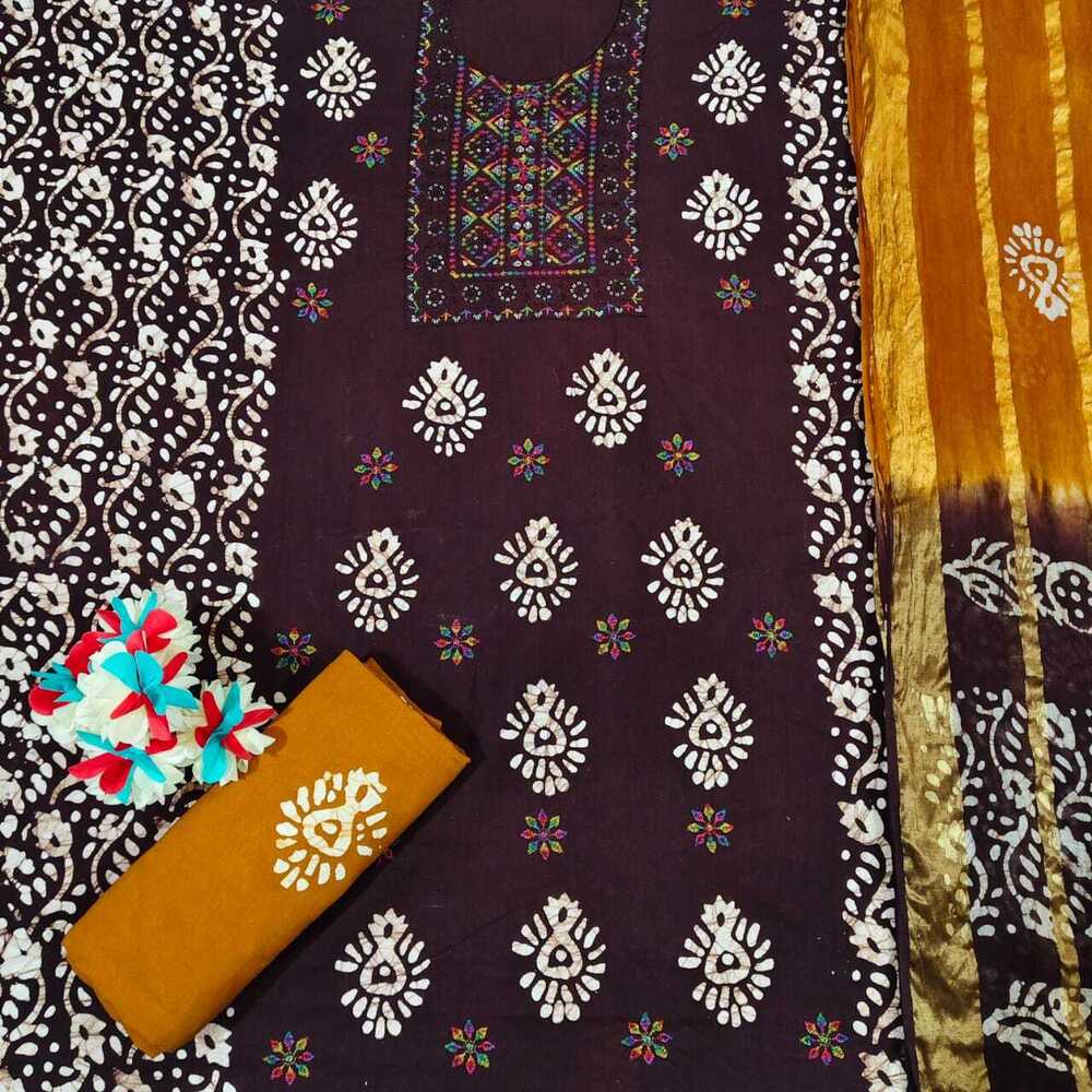 Nemi Wax Batik With Sequence Work  Dress Material