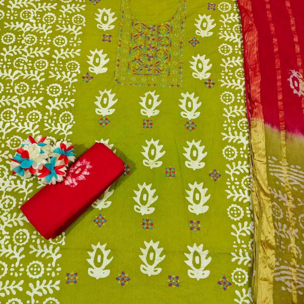 Nemi Wax Batik With Sequence Work  Dress Material