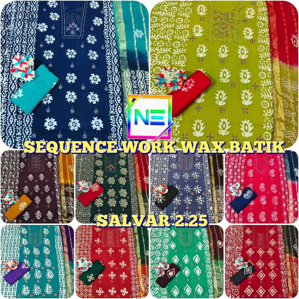 Nemi Wax Batik With Sequence Work  Dress Material