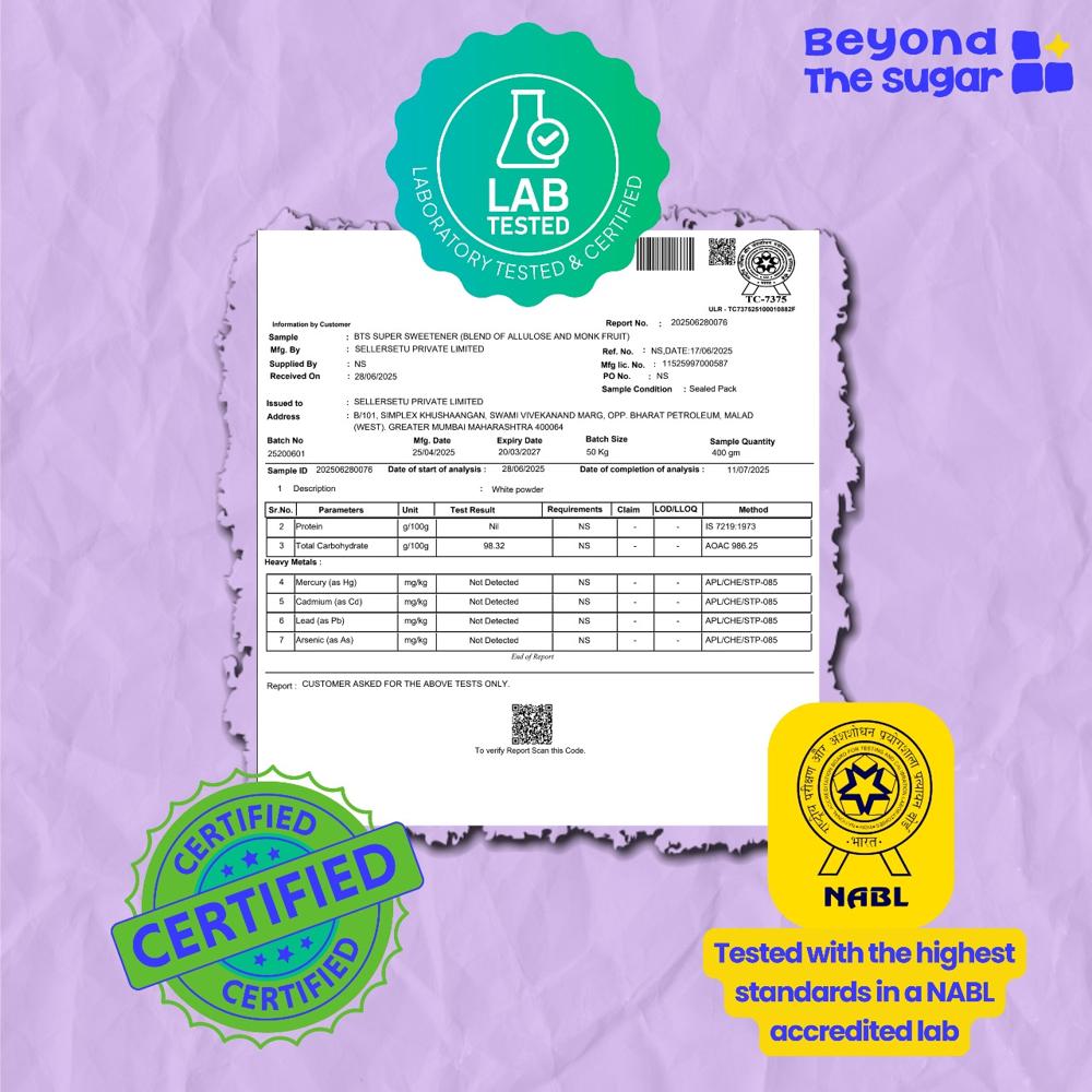 Monk Fruit Sweetener with Allulose | Zero Sugar | Sugar Replacement | Natural